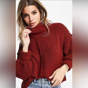Free People Red Turtleneck Sweater